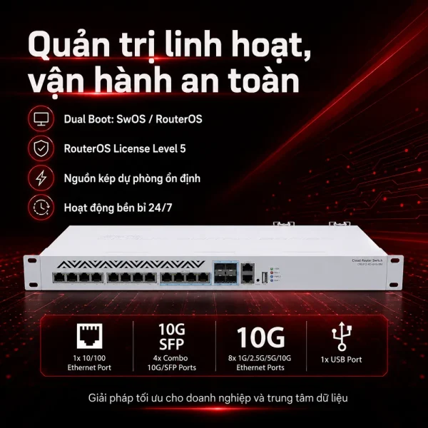 Switch chia mạng Mikrotik CRS312-4C+8XG-RM