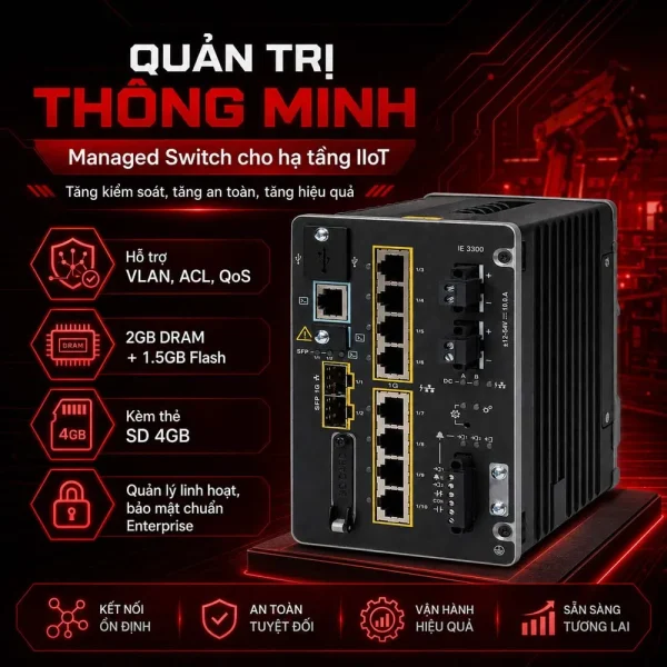 Switch công nghiệp Cisco industrial IE-3300-8P2S-A