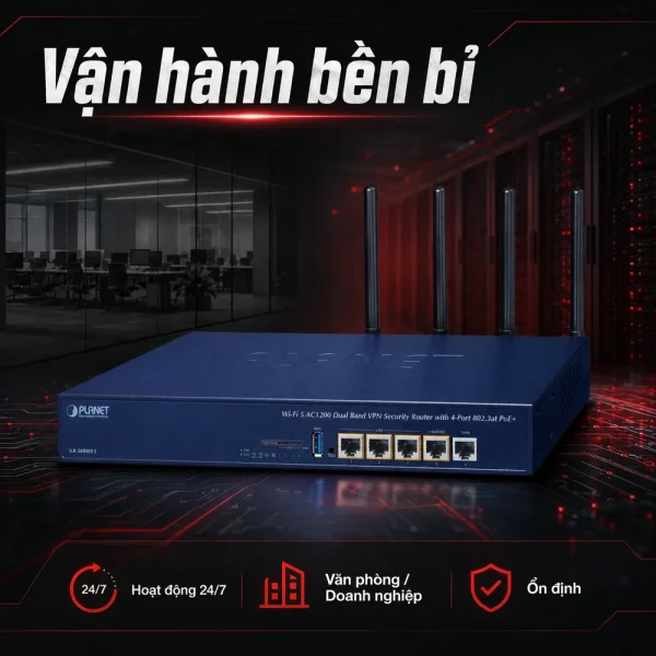 Router WiFi 5 Planet VR-300PW5 với 4 cổng 802.3at PoE+