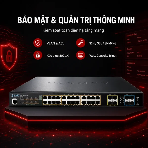 SGS-5220-24P2X Switch L2+ 24x1G 802.3at PoE + 2x10G SFP+