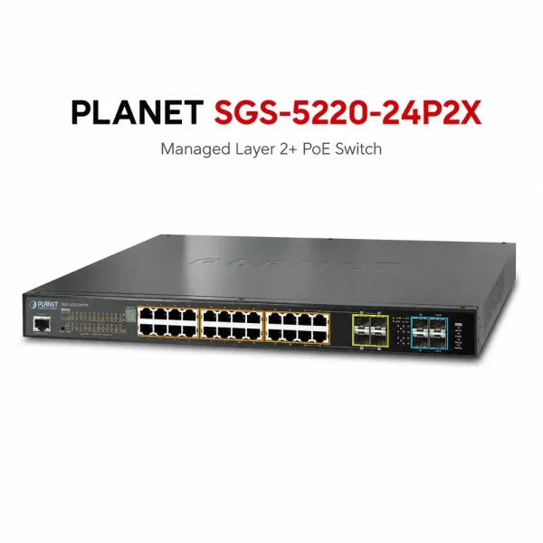 SGS-5220-24P2X Switch L2+ 24x1G 802.3at PoE + 2x10G SFP+