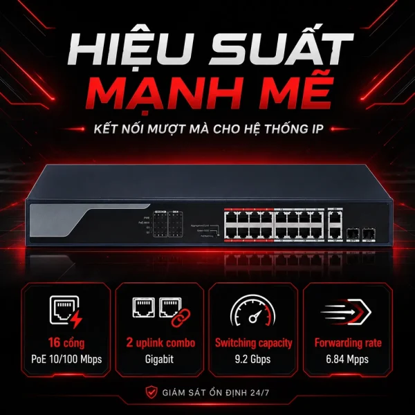 Smart Switch PoE DS-3E1318P-EI 16 cổng HIKVISION