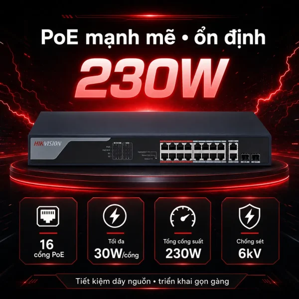 Smart Switch PoE DS-3E1318P-EI 16 cổng HIKVISION