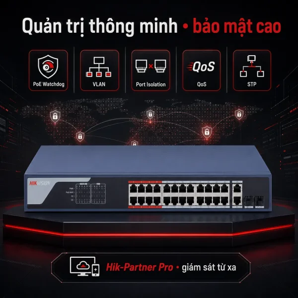 Smart Switch PoE DS-3E1326P-EI 24 cổng HIKVISION
