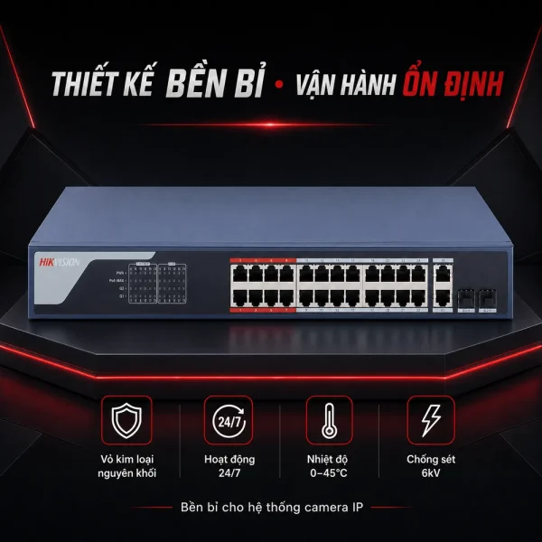 Smart Switch PoE DS-3E1326P-EI 24 cổng HIKVISION