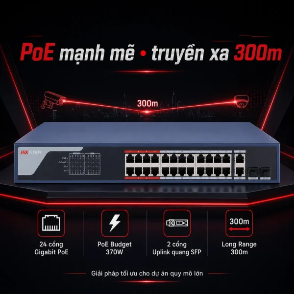 Smart Switch PoE DS-3E1326P-EI 24 cổng HIKVISION