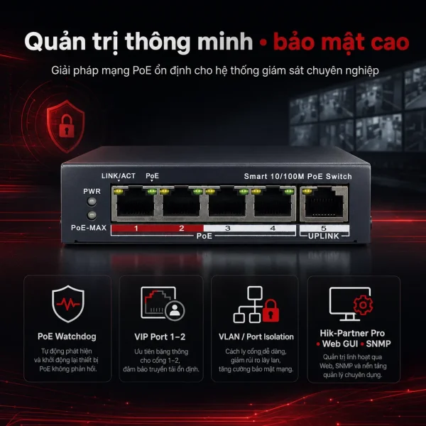 Smart Switch PoE HIKVISION DS-3E1105P-EI 4 cổng