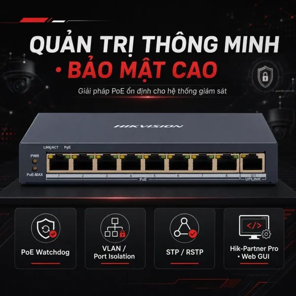 Smart Switch PoE HIKVISION DS-3E1309P-EI 8 cổng