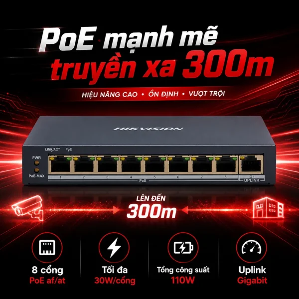 Smart Switch PoE HIKVISION DS-3E1309P-EI 8 cổng