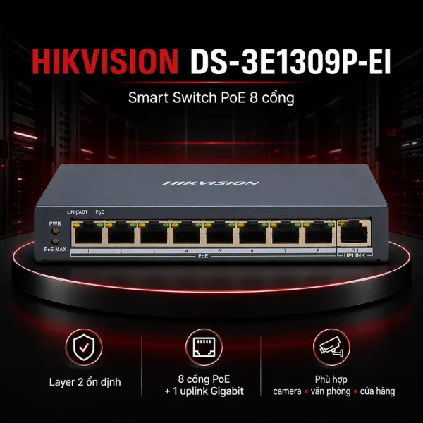 Smart Switch PoE HIKVISION DS-3E1309P-EI 8 cổng