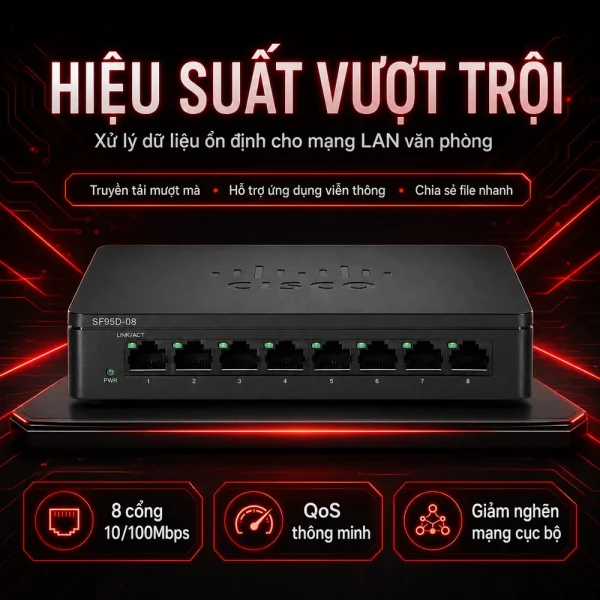 Switch chia mạng Cisco 8port 10/100Mbps SF95D-08