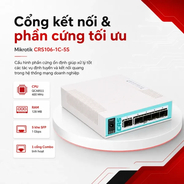 Switch chia mạng Mikrotik CRS106-1C-5