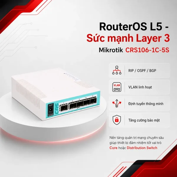 Switch chia mạng Mikrotik CRS106-1C-5