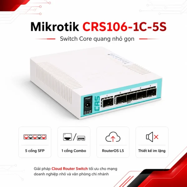 Switch chia mạng Mikrotik CRS106-1C-5