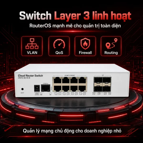 Switch chia mạng Mikrotik CRS112-8G-4S-IN