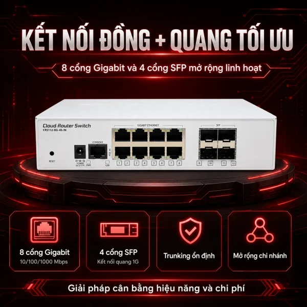 Switch chia mạng Mikrotik CRS112-8G-4S-IN