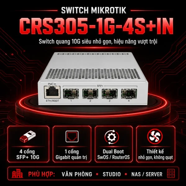 Switch chia mạng Mikrotik CRS305-1G-4S+IN