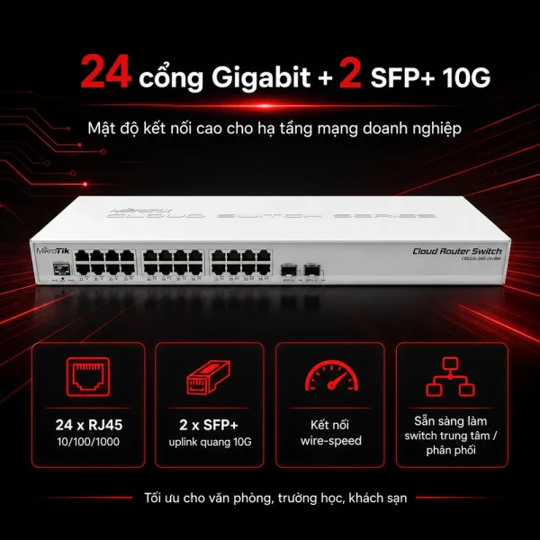 Switch chia mạng Mikrotik CRS326-24G-2S+RM