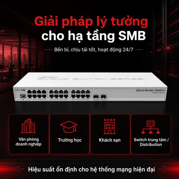 Switch chia mạng Mikrotik CRS326-24G-2S+RM