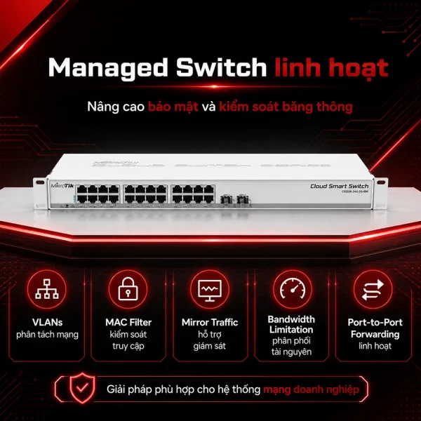 Switch chia mạng Mikrotik CSS326-24G-2S+RM