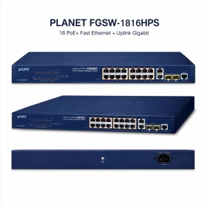 Switch chia mạng PLANET 16-port 10/100Mbps PoE FGSW-1816HPS