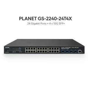 Switch chia mạng PLANET 24-port 10/100/1000Mbps + 4-port GS-2240-24T4X