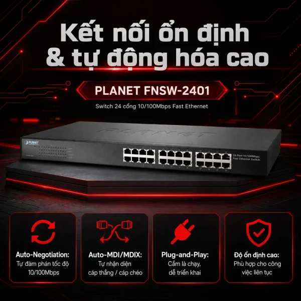 Switch chia mạng PLANET 24-Port 10/100Base-TX FNSW-2401