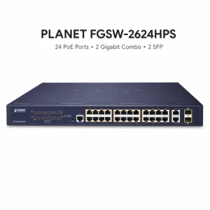 Switch chia mạng PLANET 24-port 10/100Mbps PoE FGSW-2624HPS