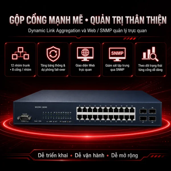 Switch chia mạng PLANET 24-port Gigabit WGSW-24040