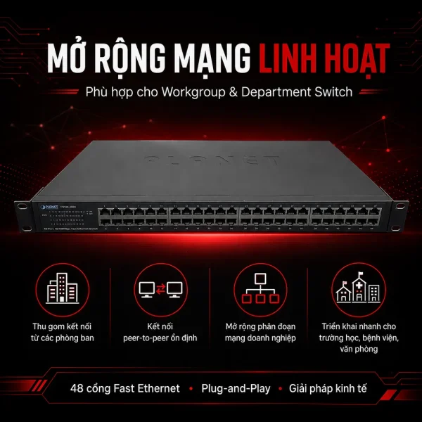 Switch chia mạng PLANET 48-Port 10/100Mbps Fast Ethernet FNSW-4800