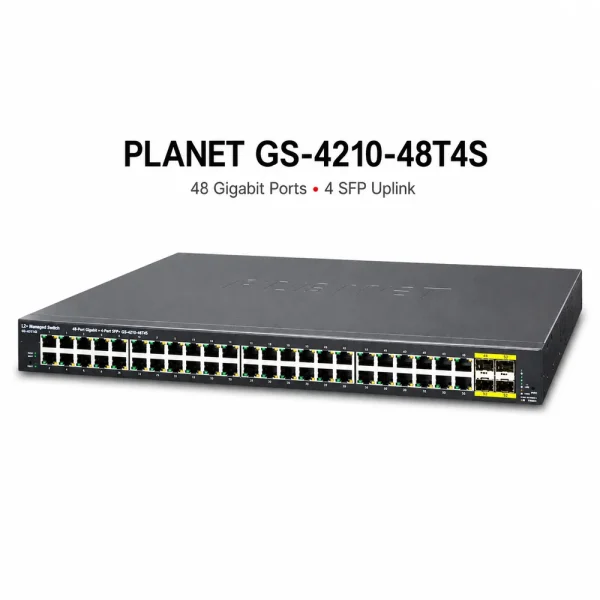 Switch chia mạng PLANET 48 Port BASE-T + 4 Port BASE-X GS-4210-48T4S