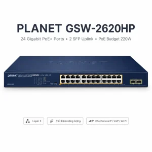 Switch chia mạng PLANET GSW-2620HP 24 port 10/100/1000Mbps PoE