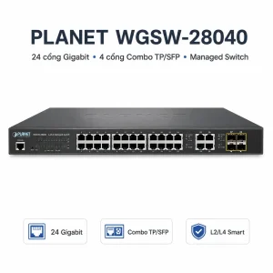 Switch chia mạng PLANET WGSW-28040 24-port + 4-port Gigabit TP/SFP