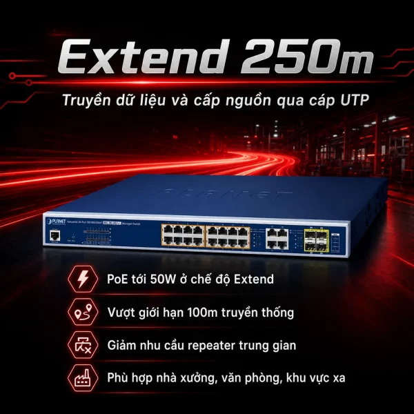Switch chia mạng POE PLANET GS-4210-16UP8T4X quản lý