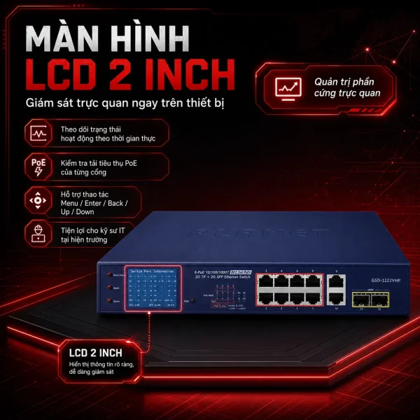 Switch chia mạng POE Planet GSD-1222VHP