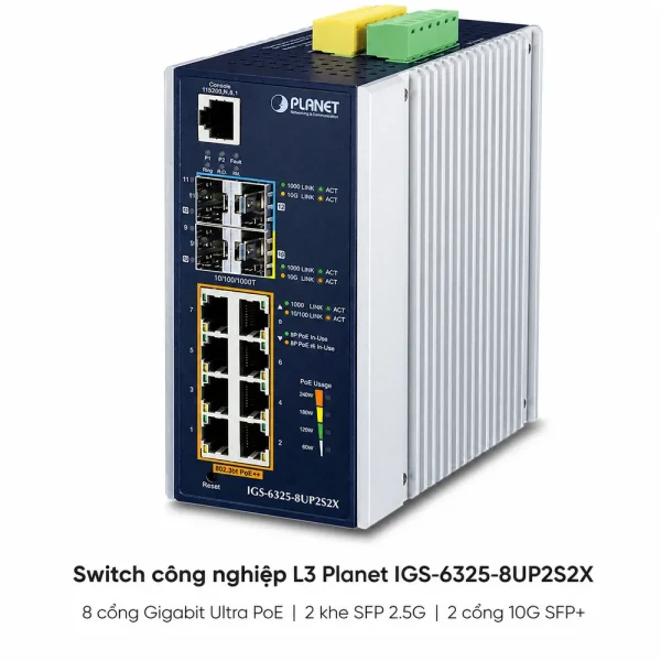 Switch công nghiệp L3 PLANET IGS-6325-8UP2S2X