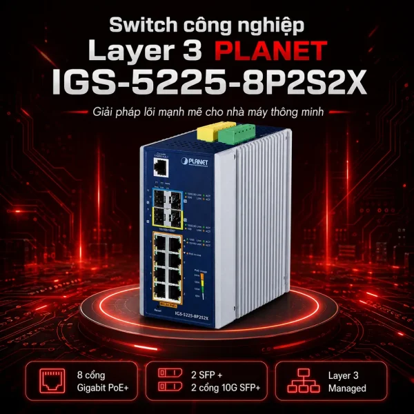 Switch công nghiệp PLANET IGS-5225-8P2S2X L3