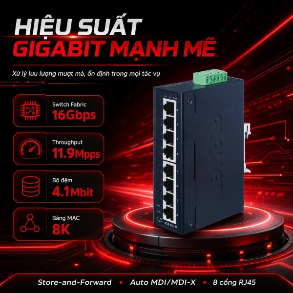 Switch công nghiệp Planet IGS-801M 8-Port 10/100/1000Mbps