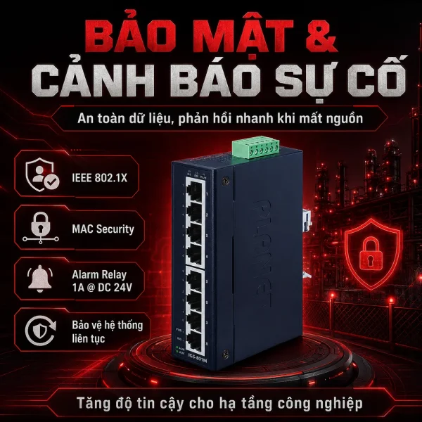 Switch công nghiệp Planet IGS-801M 8-Port 10/100/1000Mbps