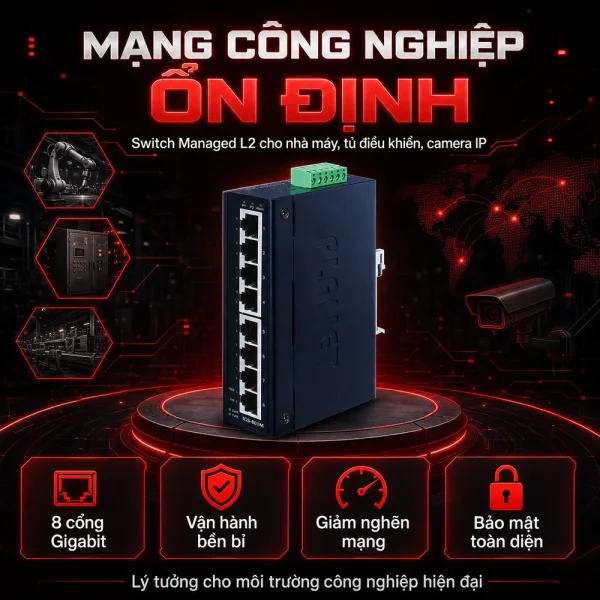 Switch công nghiệp Planet IGS-801M 8-Port 10/100/1000Mbps