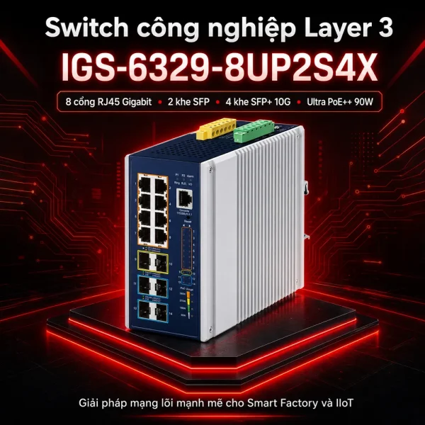 Switch công nghiệp PLANET L3 IGS-6329-8UP2S4X