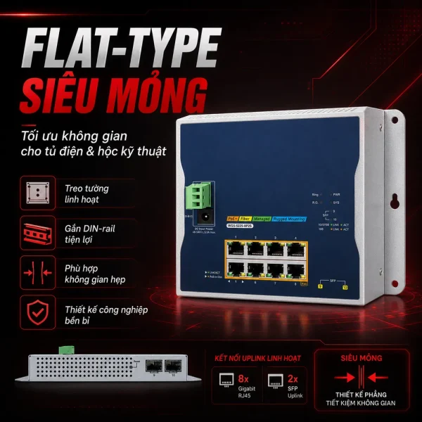 Switch công nghiệp PLANET WGS-5225-8P2S L2