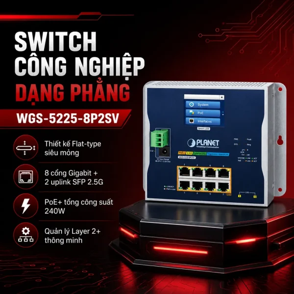 Switch công nghiệp PLANET WGS-5225-8P2SV L2