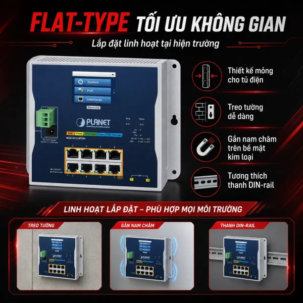 Switch công nghiệp PLANET WGS-5225-8P2SV L2