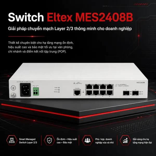 Switch Eltex MES2408B 8 cổng RJ-45 + 2 cổng SFP
