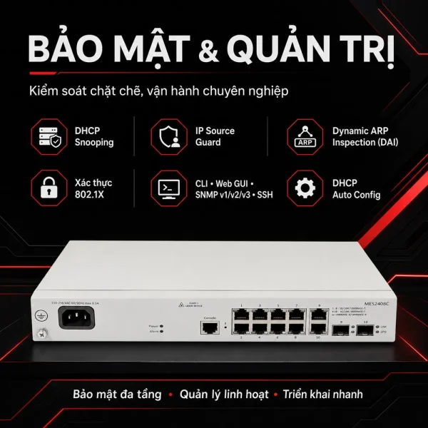 Switch Eltex MES2408C 8 cổng RI-45 + 2 cổng RJ45/SFP