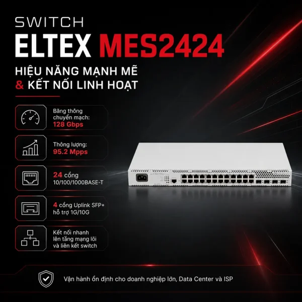 Switch Eltex MES2424 24 cổng RJ-45 + 4 cổng (SFP/SFP+)