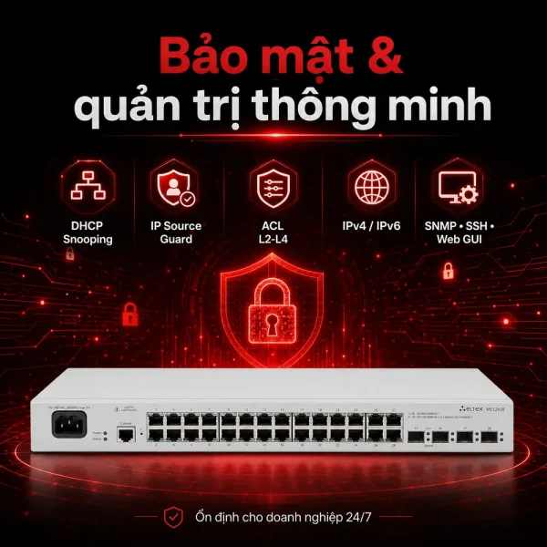 Switch Eltex MES2428 24 cổng RJ-45 + 4 cổng RJ-45/SFP
