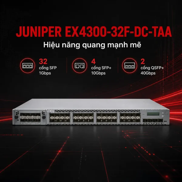 Switch Juniper EX4300-32F-DC-TAA 32 Port SFP, 4 SFP+, 2 QSFP+, 550 WDC PS