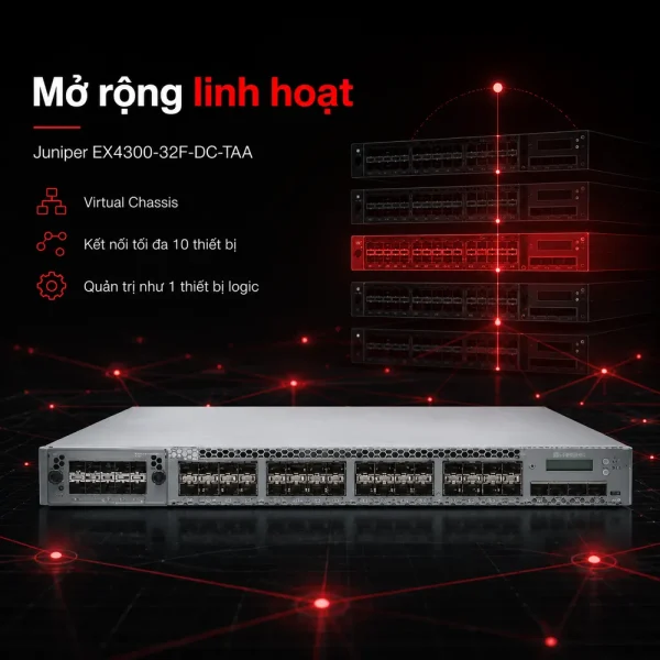 Switch Juniper EX4300-32F-DC-TAA 32 Port SFP, 4 SFP+, 2 QSFP+, 550 WDC PS